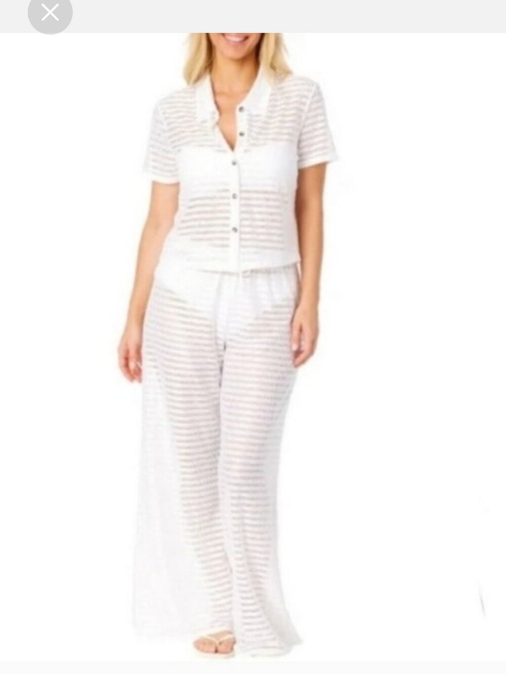 Womens Hurley 2 Piece Swimsuit Coverup Set White  XL